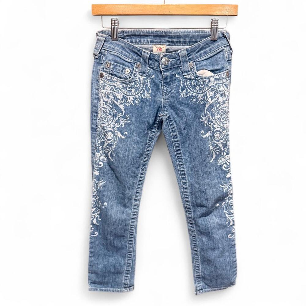 True Religion Kids Y2K Low Rise Skinny Jeans Painted Cathedral Baroque 23 Kids 7